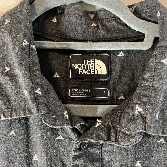 Men's North Face Short Sleeve Button Down Grey Tents Camping Summer Size L - Picture 3 of 4